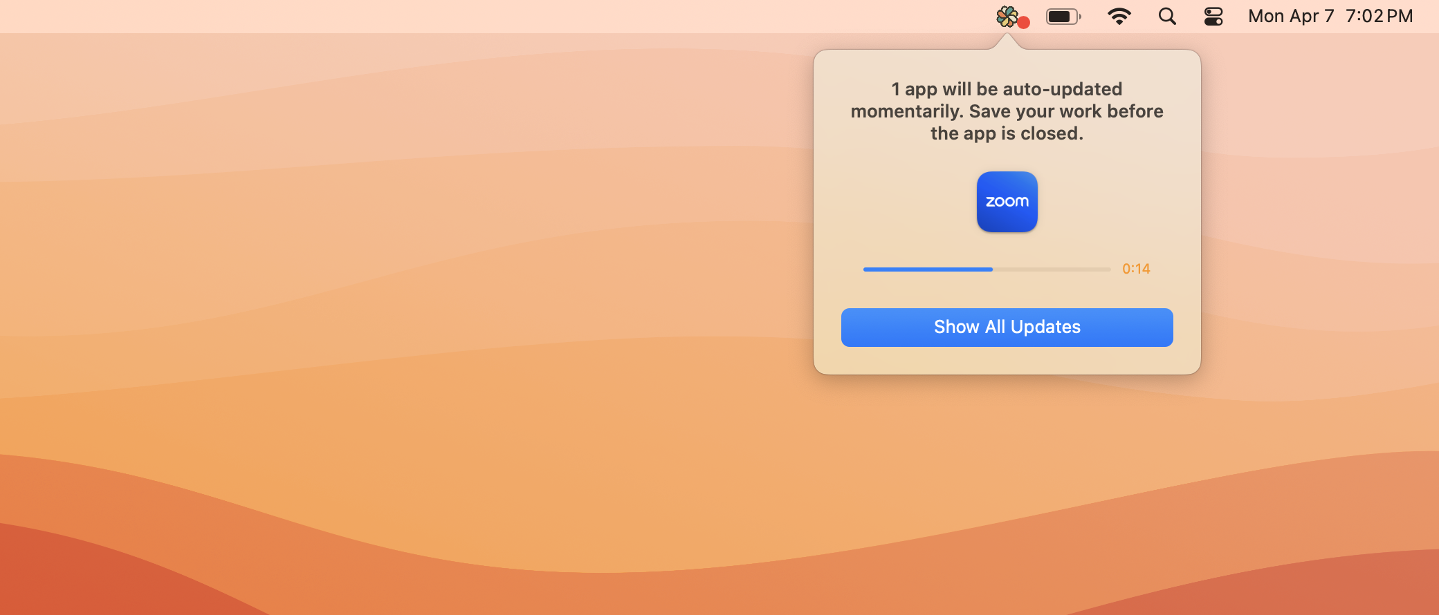 Menu Bar App Auto-Update View Light