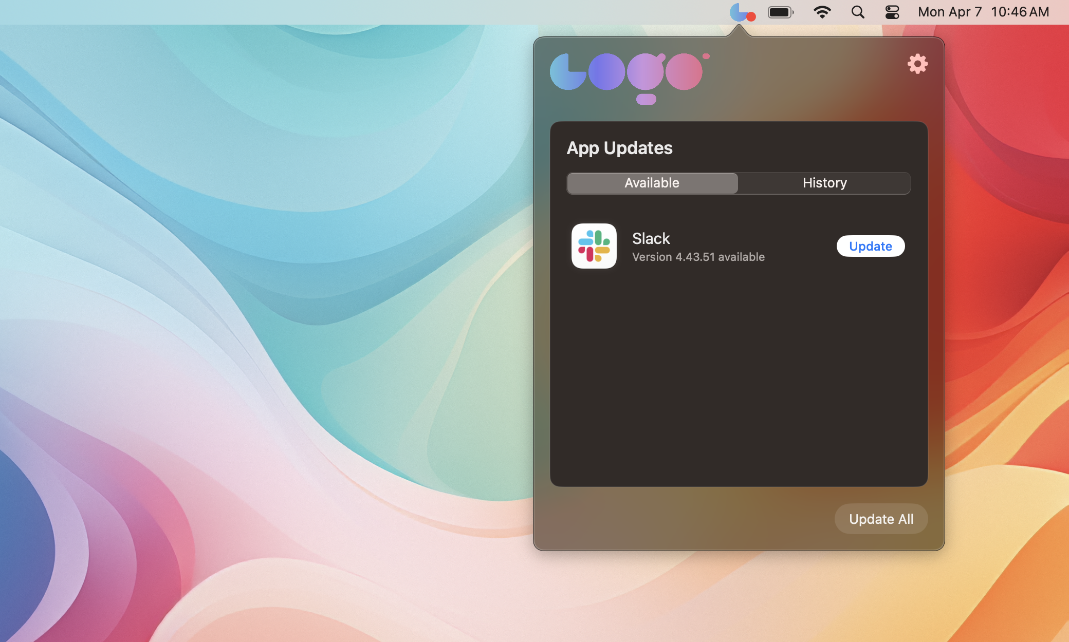 Menu Bar App Style 1 Dark