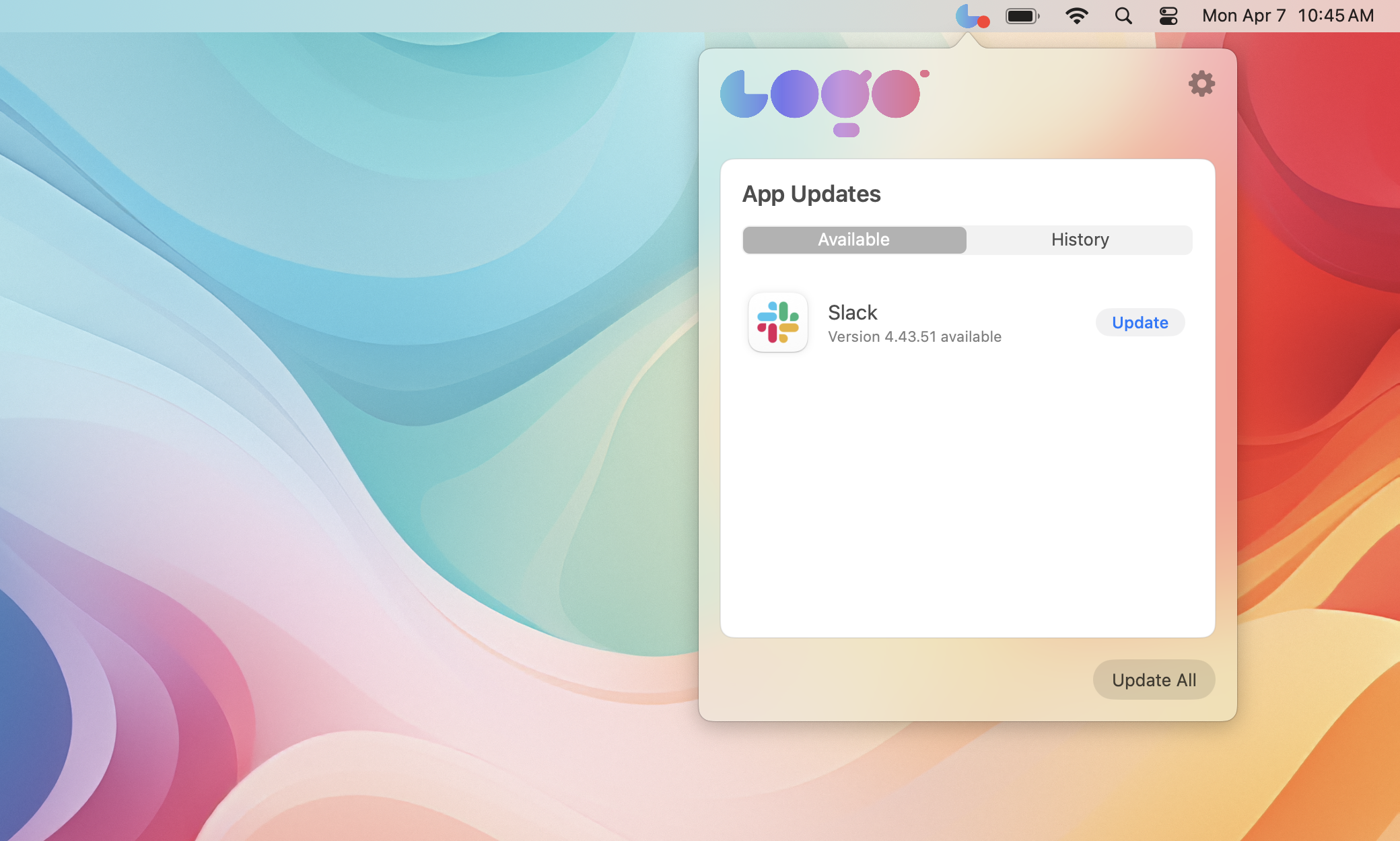 Menu Bar App Style 1 Light