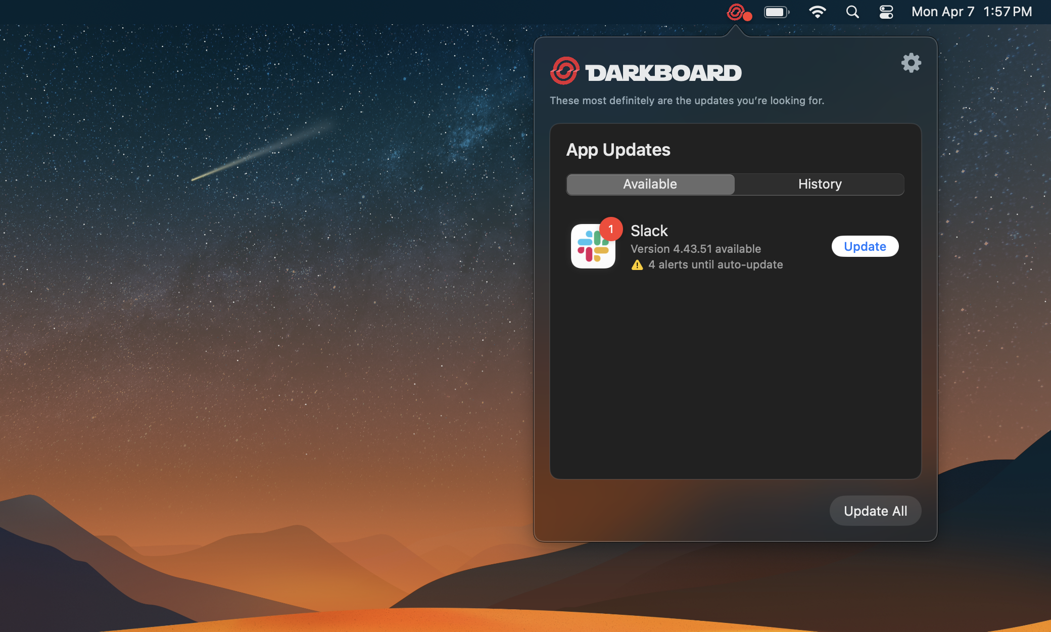 Menu Bar App Style 2 Dark