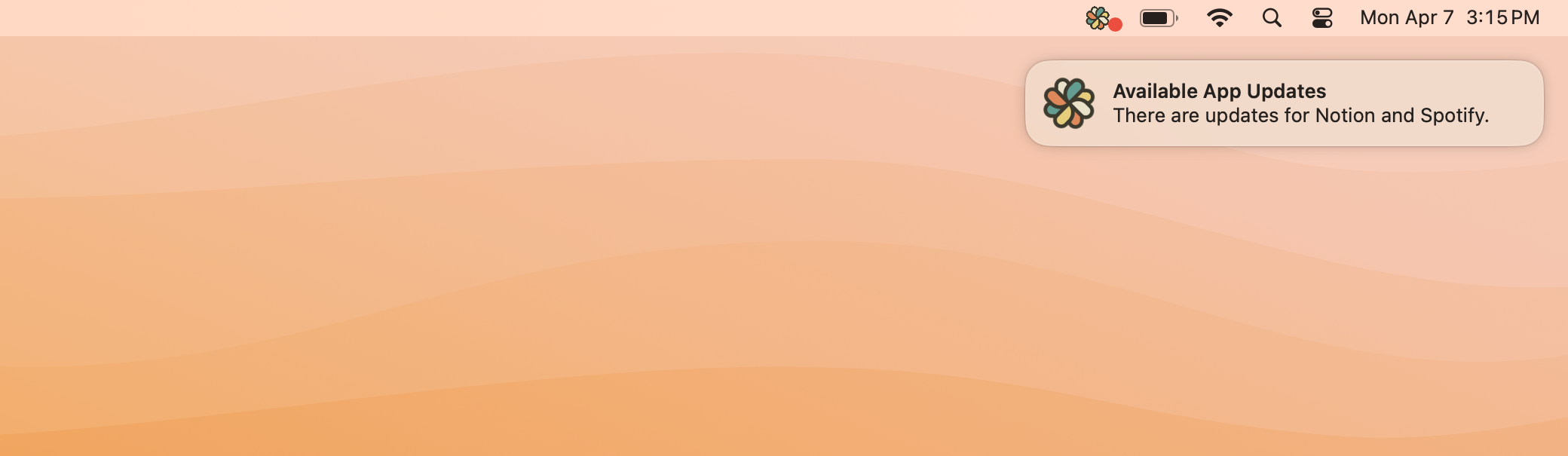 Notification Center Multiple Available Updates Light