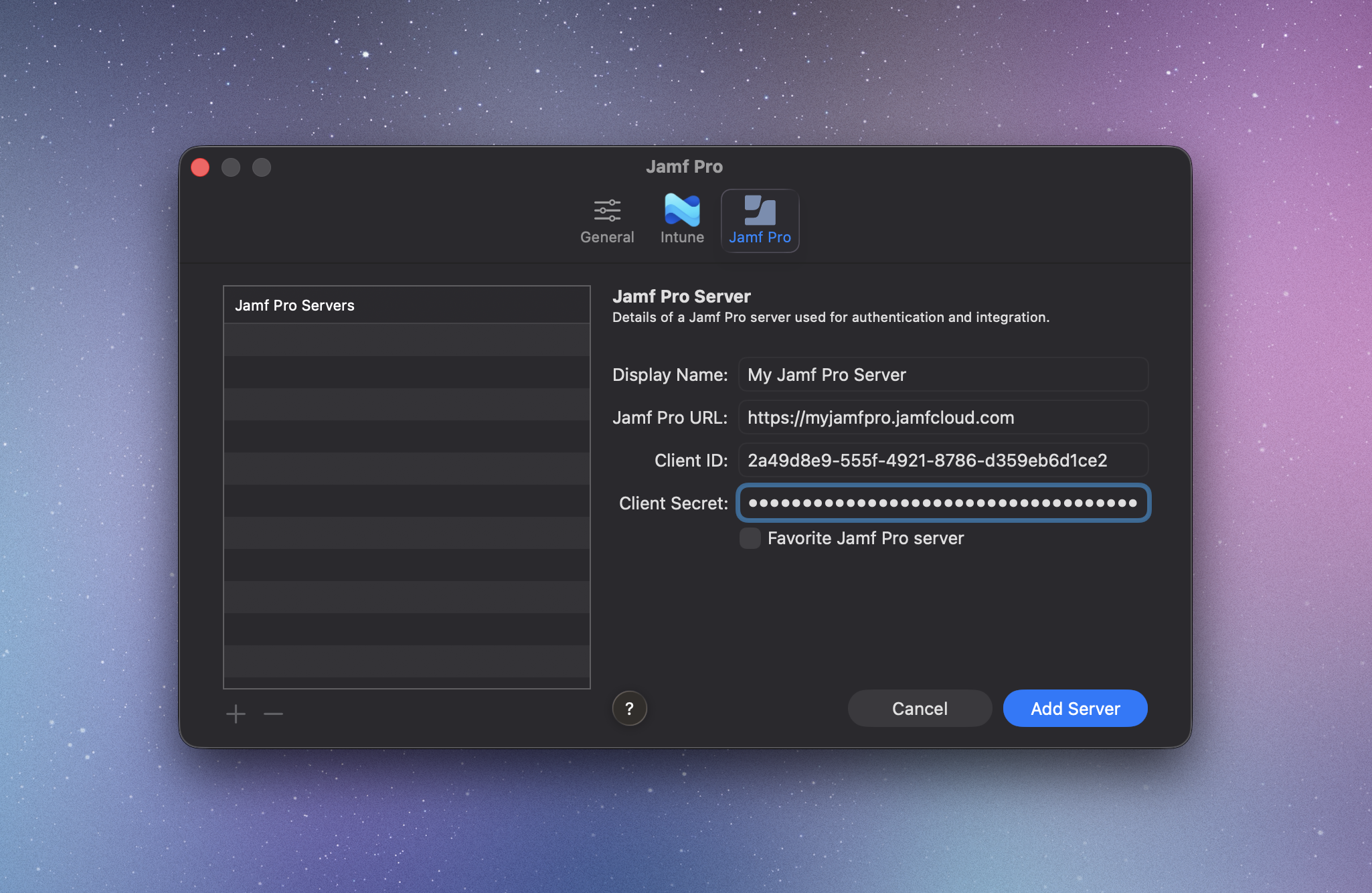 Add Jamf Pro Server to Patch Desktop