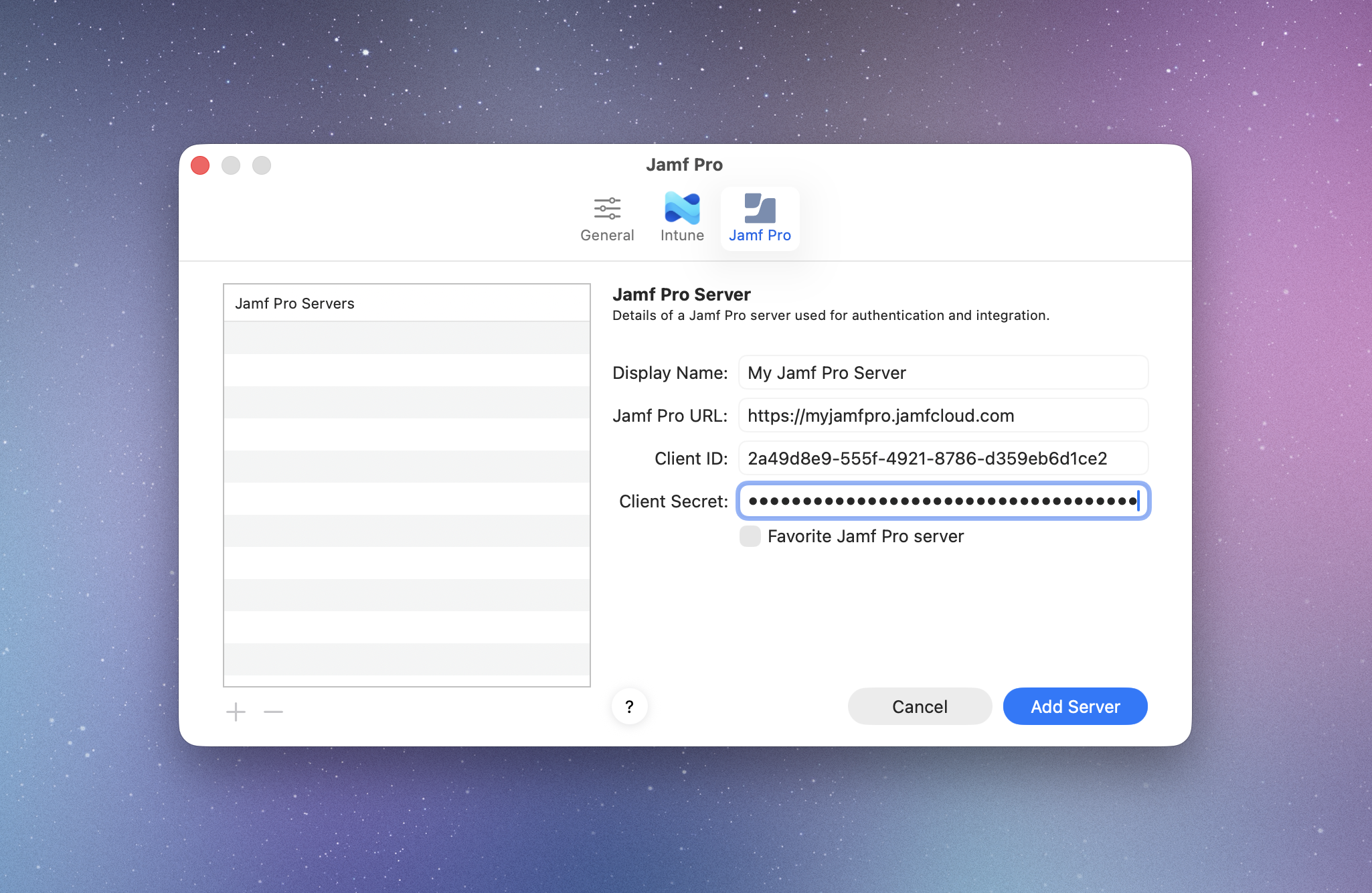 Add Jamf Pro Server to Patch Desktop