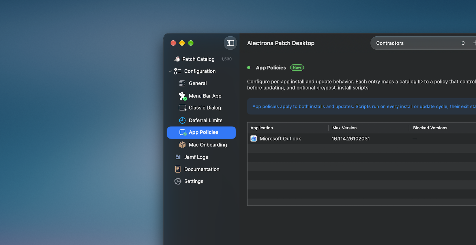 App Policies in Sidebar