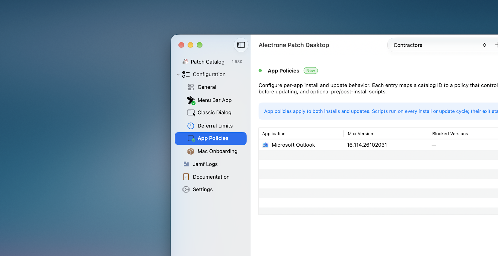 App Policies in Sidebar