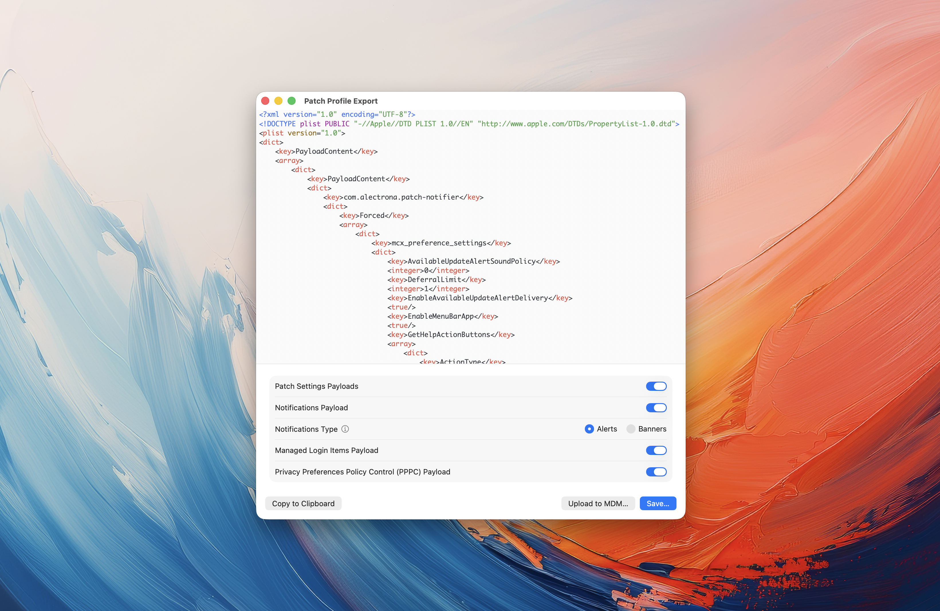 Patch Desktop Review Configuration Profile