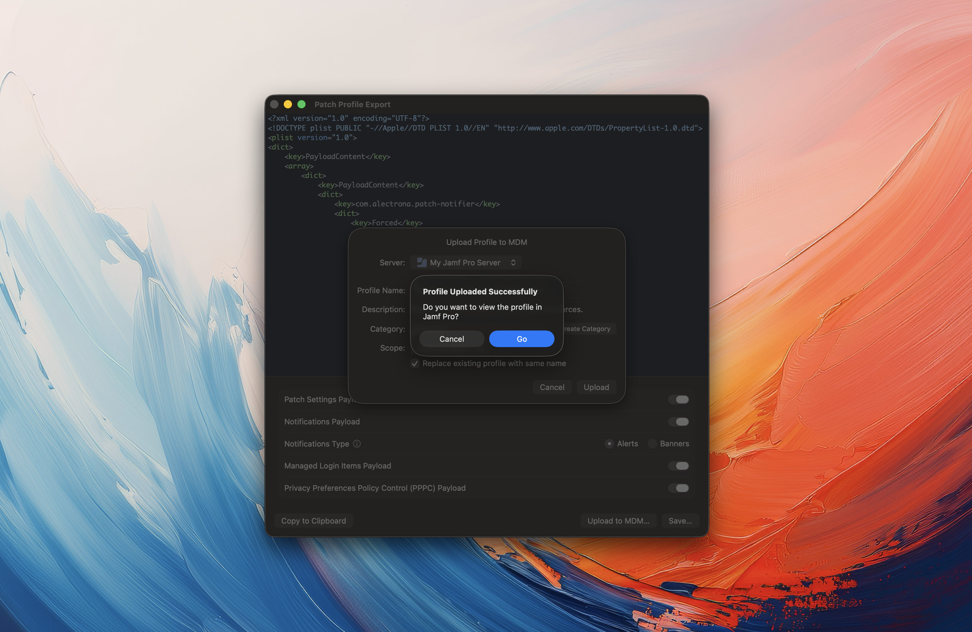Patch Desktop Upload Configuration Profile