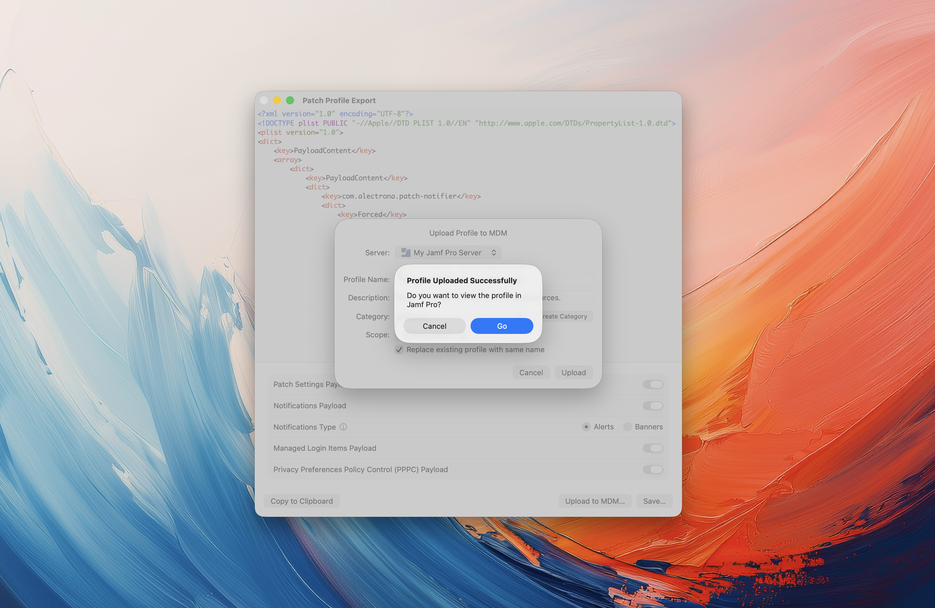 Patch Desktop Upload Configuration Profile