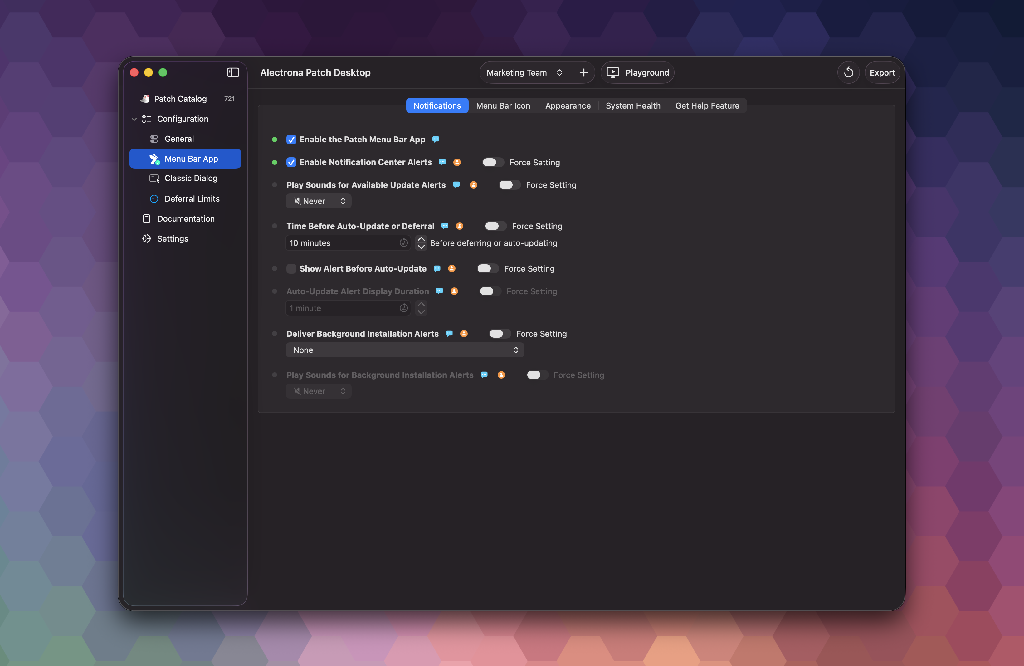 Patch Desktop Notification Settings