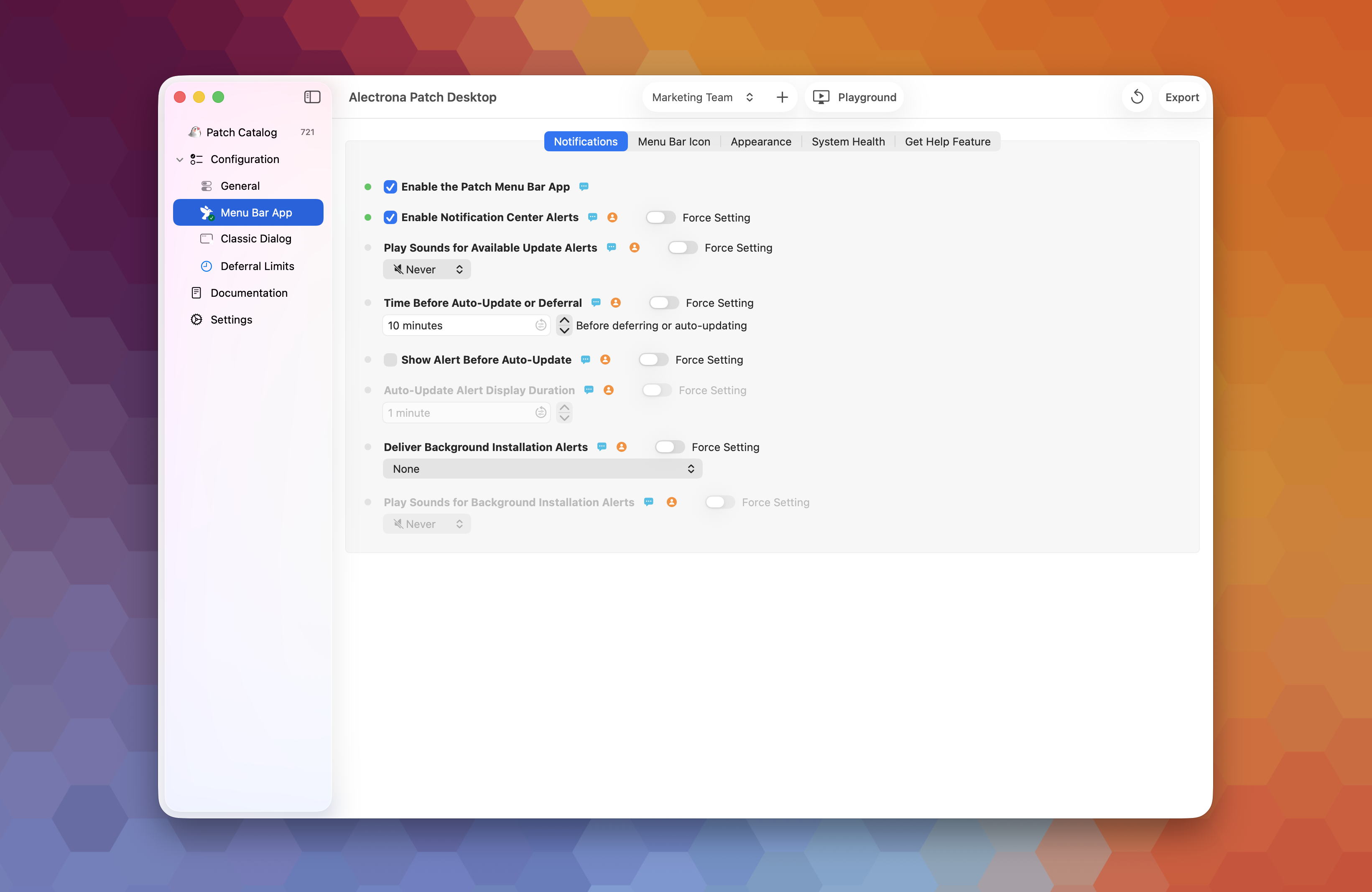 Patch Desktop Notification Settings
